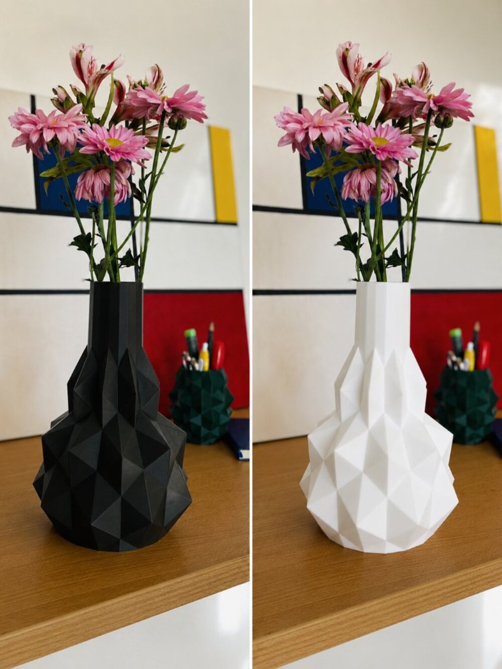Modern Geometric Flower Vase 3D Printed Decorative Polygon Vase Home Table Decor